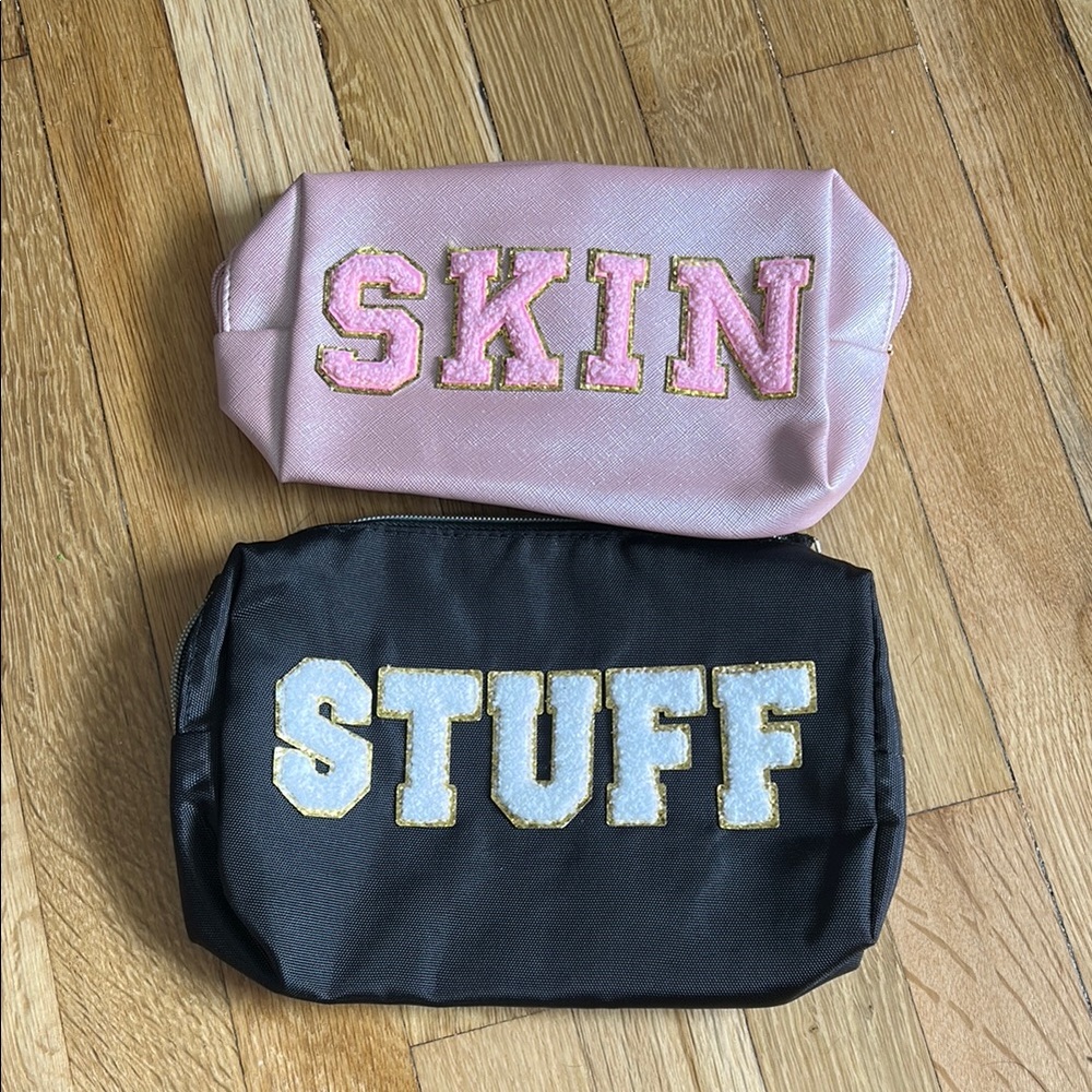SOLD- Pink and Black Cosmetic Pouches